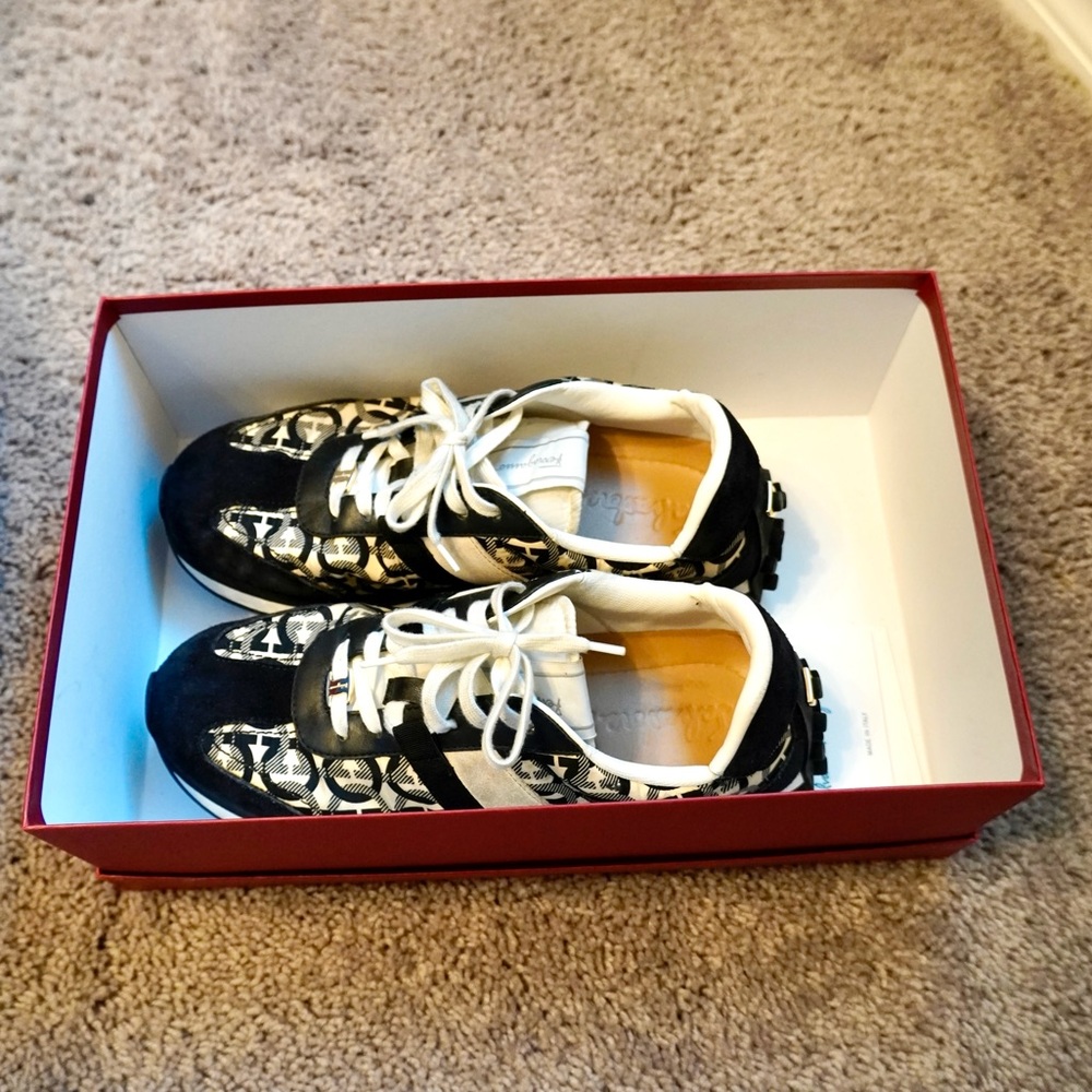 Salvatore Ferragamo Black and White Sneakers